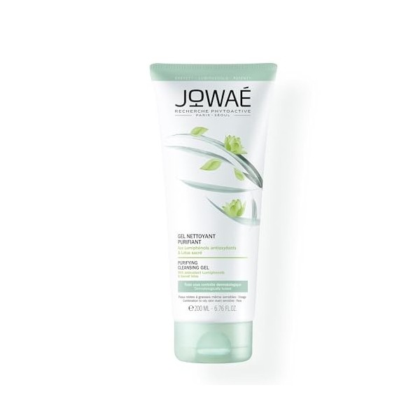 Jowae - Gel Nettoyant Purifiant au Lotus Sacré 200ml - Nettoyant visage - Peaux mixtes à grasses - Peaux sensibles - 96% din