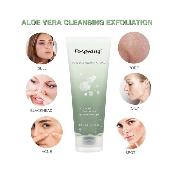 Fengyang® Pore Cleansing Oil, Cleansing Oil, Heartleaf, Heartleaf Pore Control Cleansing Oil, Nettoyant Moussant pour Le Visa