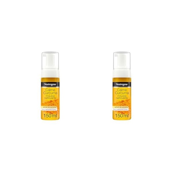 Neutrogena Nettoyante Mousse, Calme Curcuma pour Peaux a Imperfections, pour le Visage, 1 Flacon Pompe de 150 ml Lot de 2 