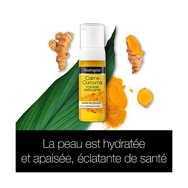 Neutrogena Nettoyante Mousse, Calme Curcuma pour Peaux a Imperfections, pour le Visage, 1 Flacon Pompe de 150 ml Lot de 2 