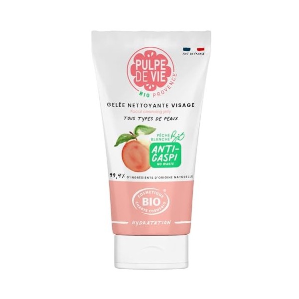 Pulpe de Vie - Gelée Nettoyante Visage THE Cleanser 150ml - Anti-gaspi ! Pêche - Mousse Gourmande pour Peau Douce - Routine V