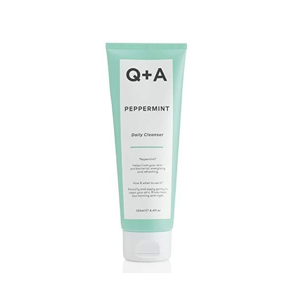 Q+A Gel nettoyant à lhuile essentielle de menthe poivrée pour visage, 125ml