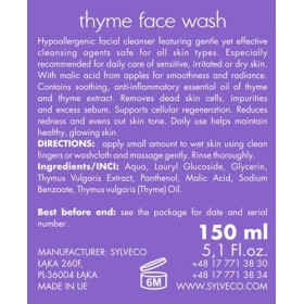 SYLVECO Gel nettoyant pour le visage Thym - Pour peaux sensibles - Élimine en douceur les impuretés - Cosmétique naturel végé