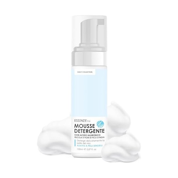 Essenze - Mousse Nettoyante - Démaquillant Visage pour Peau Sensible, Mixte, Grasse et Sèche - Hydratante et Douce Avec Acide