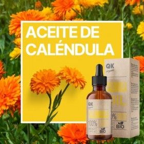 QKnatur - Huile de Calendula Vegan 100% Pure Bio - 100 ml - flacon en verre - pour peaux sensibles, sèches et craquelées. Apa