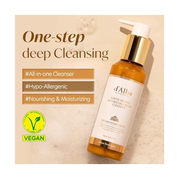 dalba Piedmont Crème nettoyante à lhuile de retour de truffe blanche italienne, soins de la peau végétaliens, nettoyant fac