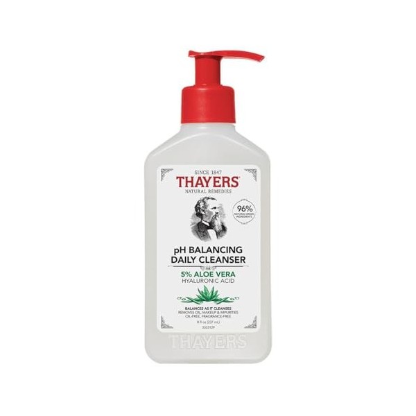 Thayers Nettoyant Quotidien au pH Équilibré - Gel Nettoyant Pour le Visage à lAloe Vera - Soins Doux et Hydratants Pour Peau