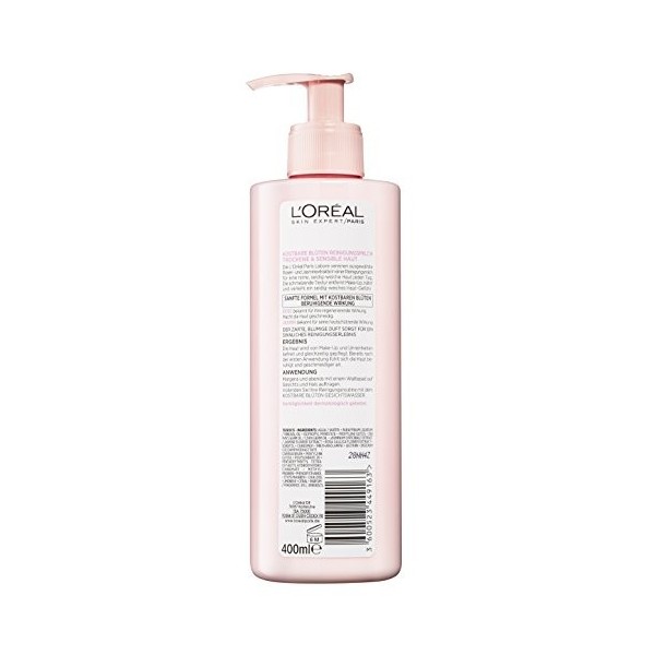 LOréal Paris Lait nettoyant pour femme : élimine le maquillage en douceur et donne une sensation de douceur sur la peau avec