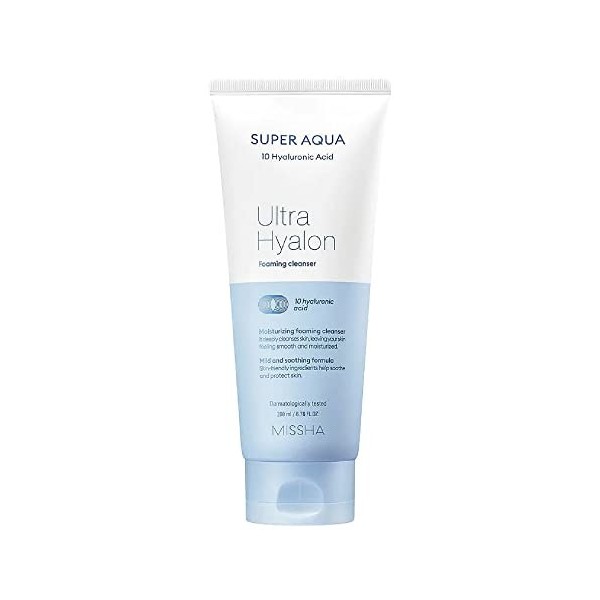 MISSHA - Super Aqua Ultra Hyalron Foaming Cleanser | Nettoyage en Profondeur | Hydratation avec Acide Hyaluronique | Pour Tou
