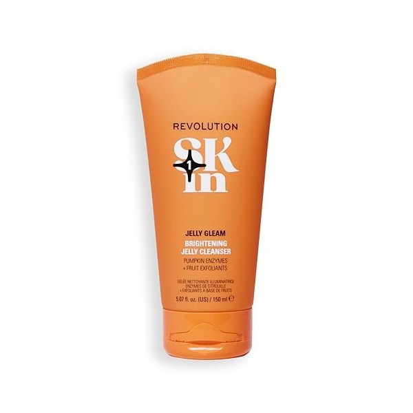 Revolution SKin, Jelly Glow Brightening Cleanser, Gel Nettoyant Exfoliant pour un Teint Radieux, Vegan et Non Testé sur les A