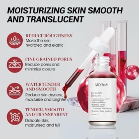 Peeling Visage Puissant, 2 Pièces Exfoliating Solution 30% AHA + 2% BHA, Purifier la Peau en Profondeur, Hydrater la Peau, Co
