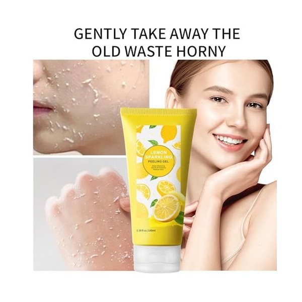 KOAHDE Gel Peeling Naturel au Citron,Gel Exfoliant pour le Nettoyage en Profondeur de la Peau,Gommage Visage Femme,Gel Exfoli