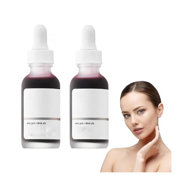 Solution de Peeling 30% AHA + 2% BHA,Solution Exfoliante,Sérum Exfoliant,Exfoliant,Réduit les Points Noirs,les Pores,2 Pcs