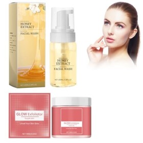 Nettoyant Pour Le Visage + Gommage Visage, Nettoyant Moussant Visage, Exfoliant Pour Le Visage, Nettoyant Doux Pour Le Visage