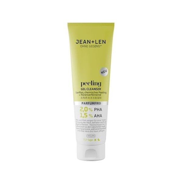 Jean & Len Peeling Gel Cleanser, idéal pour tous les types de peau, libère la peau en douceur des cellules mortes, Peeling ch