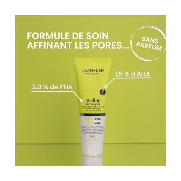 Jean & Len Peeling Gel Cleanser, idéal pour tous les types de peau, libère la peau en douceur des cellules mortes, Peeling ch