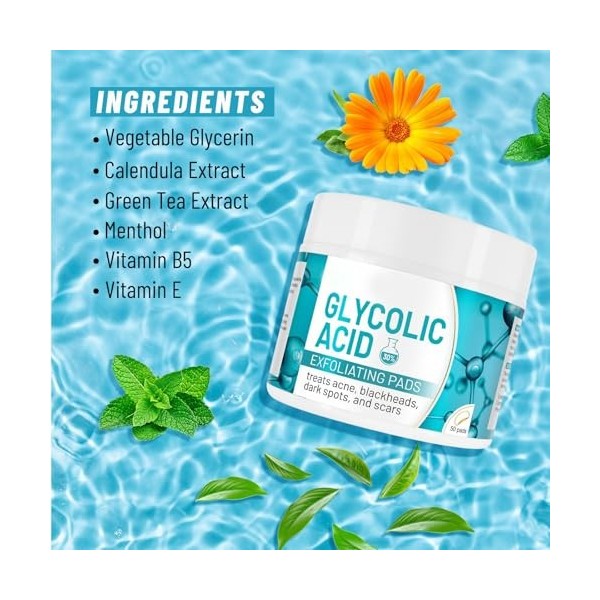 Tkekruh Tampons Peeling 50 Pièces, Tampons Exfoliants Peel, Traitement Nettoyant Visage, Rétrécir Les Pores Et Éclaircir Les 