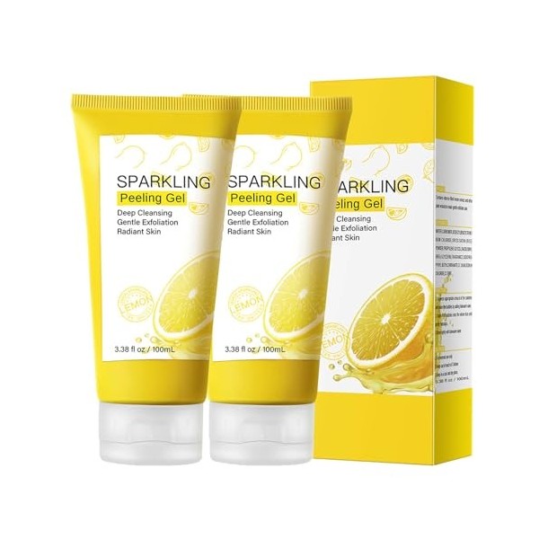 Gel Gommage Hydratant,Gel Peeling Exfoliant Éclaircissant,Gel Gommant pour Visage,Gel Peeling Naturel au Citron,Gommage Corps