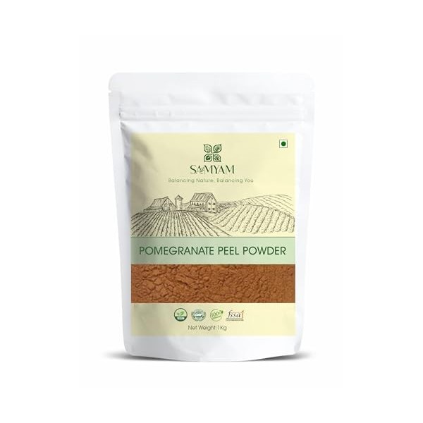 SAMYAM Poudre décorce de grenade – Paquet de 1 kg | Exfoliant éclaircissant la peau, riche en antioxydants
