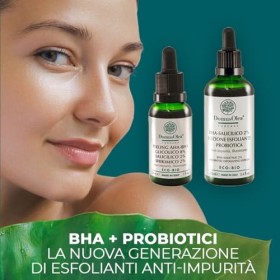 Peeling AHA-BHA Glycolique 8% Salicylique 2% Shikimique 2% avec Probiotique, pour peaux mixtes/grasses avec imperfections et 