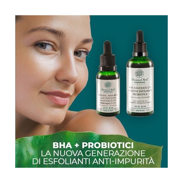 LOTION EXFOLIANTE PROBIOTIQUE avec acide salicylique BHA 2%, pour peaux mixtes/grasses avec imperfections et pores dilatés