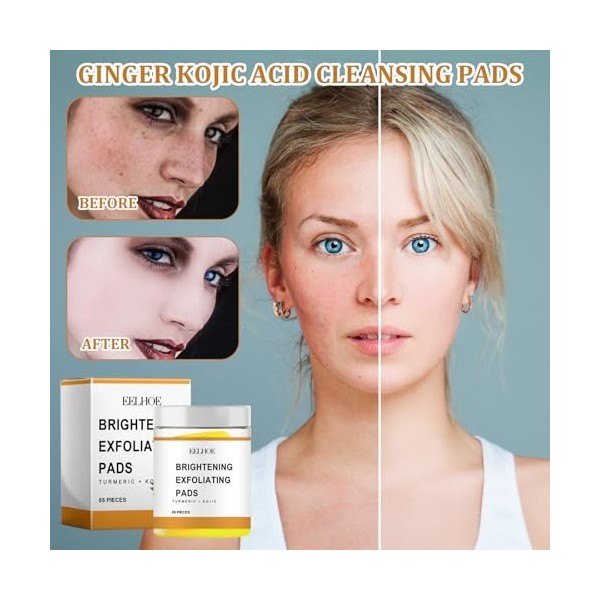 Tampon nettoyant à lacide kojique au curcuma, tampons nettoyants à lacide kojique au curcuma, tampons nettoyants à lacide 