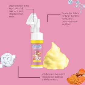 Tkekruh 40pc Tampons à lacide Kojique et au Curcuma et 100ml Nettoyant Facial Au Curcuma Et À LAcide Kojique, Mousse Exfoli