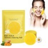 40 Pièces Turmeric Cleansing Pads,Curcuma Exfoliants Pad,Curcuma Kojic Acid Cleansing Pad,Curcuma Éponge Nettoyante Pour Visa