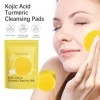 40 Pièces Turmeric Cleansing Pads,Curcuma Exfoliants Pad,Curcuma Kojic Acid Cleansing Pad,Curcuma Éponge Nettoyante Pour Visa