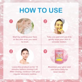 Pads Nettoyants au Curcuma et Acide Kojique - Éclaircissement et Énergie pour la Peau | Nettoie Profondément les Pores, Trait