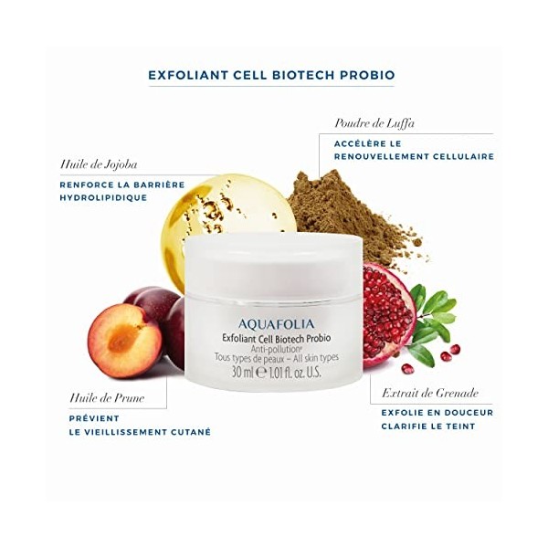 AQUAFOLIA – Exfoliant Soin Naturel Visage - Élimine les Cellules Mortes et les Imperfections – Action Anti-Age – Biotechnolog