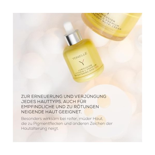 YONELLE Exfoliant visage aux acides AHA et vitamine C - LUMIFUSION - Exfoliant aux acides de fruits - Décoloration éclairciss