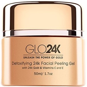GLO24K Gel exfoliant pour le visage avec de lor 24k, formule anti-âge avec les vitamines C et E