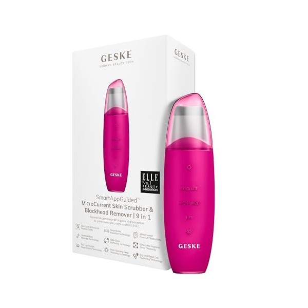 GESKE | SmartAppGuided™ MicroCurrent Skin Scrubber & Blackhead Remover | 9 in 1 | Outils de soins de la peau | Nettoyage visa