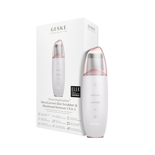 GESKE | SmartAppGuided™ MicroCurrent Skin Scrubber & Blackhead Remover | 9 in 1 | Outils de soins de la peau | Nettoyage visa...