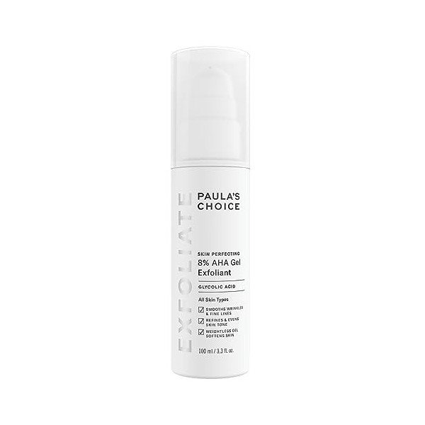 Paulas Choice SKIN PERFECTING 8% AHA Gel Exfoliant - Réduit les Taches Brunes & Rides - Anti Âge Peeling Visage avec Acide G