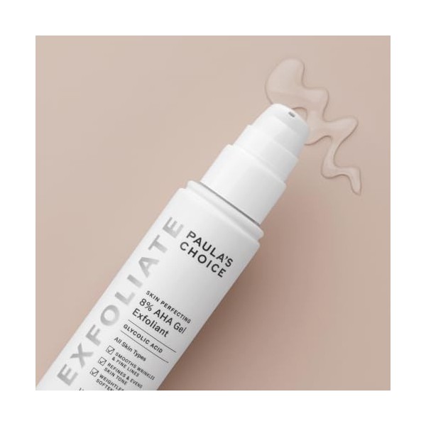 Paulas Choice SKIN PERFECTING 8% AHA Gel Exfoliant - Réduit les Taches Brunes & Rides - Anti Âge Peeling Visage avec Acide G