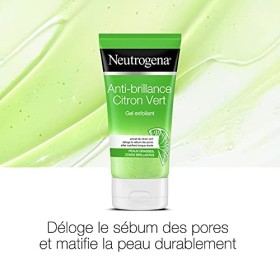 Neutrogena Gel Nettoyant Exfoliant Visage, Anti-Brillance, Citron Vert, 150 ml