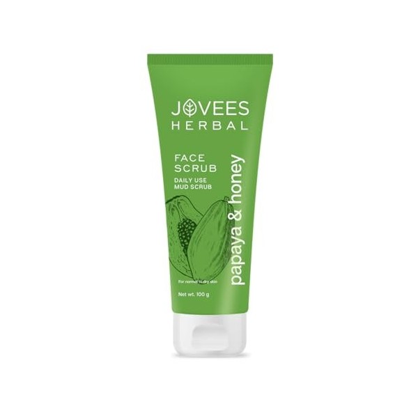 Jovees Herbal Papaya & Honey Face Scrub For Women/Men |Size: 100ml x Pack of 1 |Skin Type: Normal to Dry Skin | Use for: Neck
