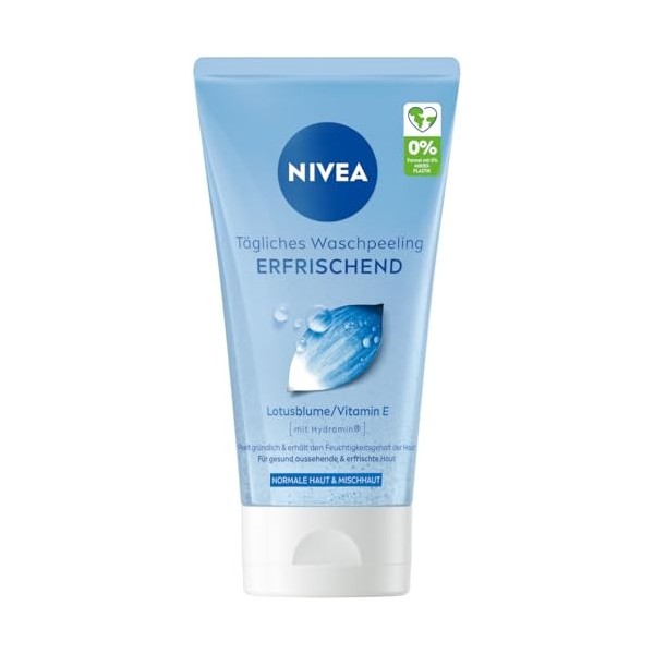 NIVEA Gommage lavage quotidien rafraîchissant, exfoliant sans microplastique avec vitamine E pour un nettoyage en profondeur 