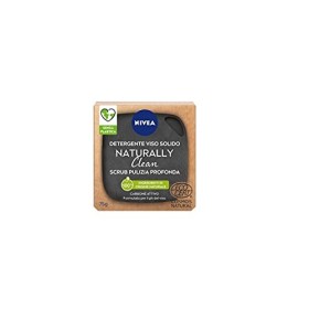 NIVEA Naturally Clean Gommage Visage Solide Nettoyage Profonde 75 g, Peeling visage 100% naturel avec charbon actif et acide 
