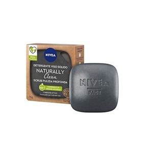NIVEA Naturally Clean Gommage Visage Solide Nettoyage Profonde 75 g, Peeling visage 100% naturel avec charbon actif et acide 