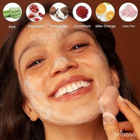 Enooso Nettoyant solide nettoyant pour le visage Mousse à la rose et à largile artisanale 100% naturel et végétalien pour un