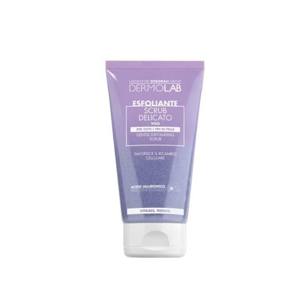 Dermolab - Gommage visage femme délicat exfoliant pour tous les types de peaux, avec piscine dacide hyaluronique, effet hydr