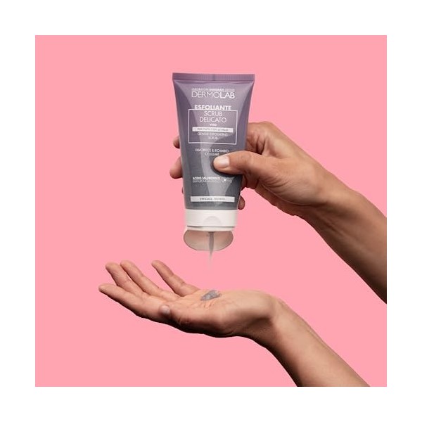 Dermolab - Gommage visage femme délicat exfoliant pour tous les types de peaux, avec piscine dacide hyaluronique, effet hydr