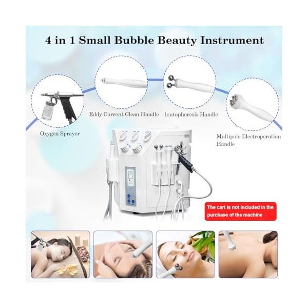 4 IN 1 Peeling à leau pour le visage Eléctroporation par inotophorèse Soins de la peau Exfoliation Tête Noire Exfoliation Dé