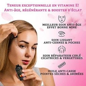 Huile de Pépins de Figue de Barbarie 50 mL - 100% Naturelle Pure - Extra Vierge Pressée à froid - Hydratante Anti-âge Anti-Ce