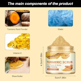 Gommage Corporel au Curcuma,Gommage Corps Exfoliant,Gommages pour le Corps du Visage Curcuma,Gommage Exfoliant,Gommage Corpor