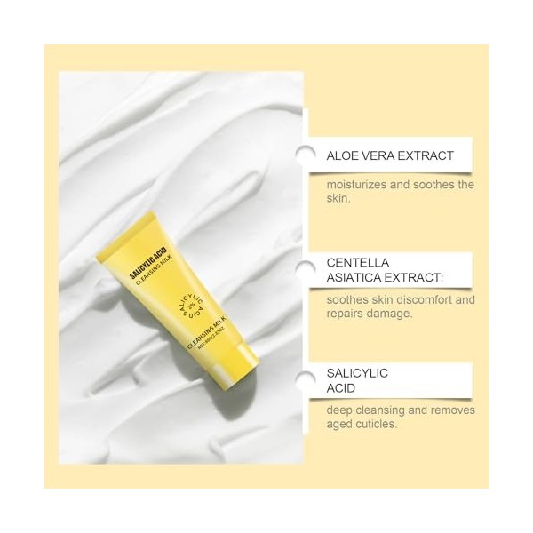 Nettoyant Facial Hydratant, Mousse Nettoyante, Gel Nettoyant Purifiant Visage Avec de lAcide Salicylique, Pour un Nettoyage 