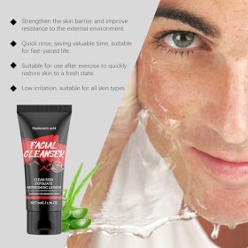 Nettoyant Facial Hydratant, Gel Nettoyant Purifiant Visage A lAcide Hyaluronique et à lHuile dOlive, Mousse Nettoyante Pou